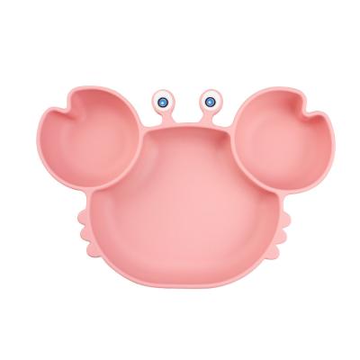 China Bacteria Resistant Childrens Plate And Bowl Pink Colors Crab For Dinner And Weight Is 241 gram With Size Is 23*18*3.7 cm for sale