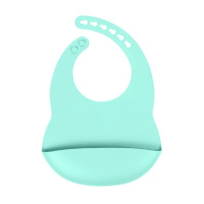 China Blue Colors Newborn Feeding Silicone Catch Bib With Pocket Custom With Size Is 3.5*30.6*20.8 cm And Weight Is 81 Gram en venta