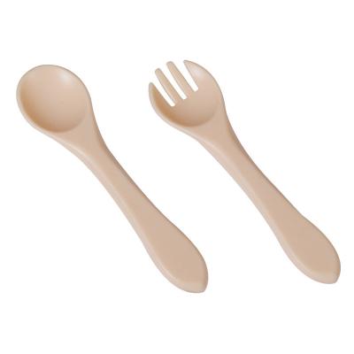 Cina ODM Different Khaki Yellow Colors Silicone Baby Forks Spoons Eco Friendly With Size Is 9.5x9.5x4Cm And Weight Is 48 Gram in vendita