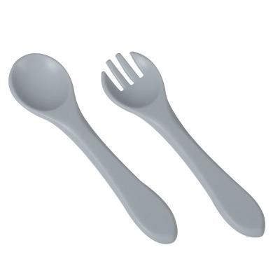 Cina ODM Different Light Blue Colors Silicone Baby Forks Spoons Eco Friendly With Size Is 9.5x9.5x4 Cm And Weight Is 48 Gram in vendita