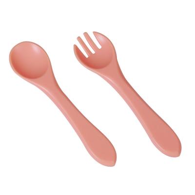 Cina ODM Different Light Pink Colors Silicone Baby Forks Spoons Eco Friendly With Size Is 9.5x9.5x4 Cm And Weight Is 48 Gram in vendita