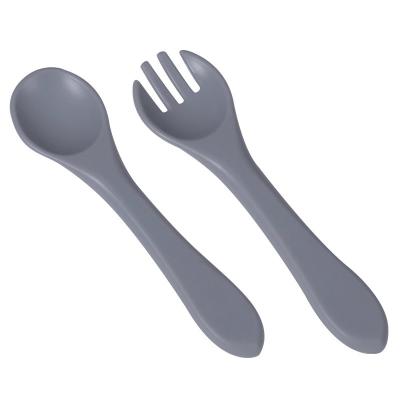 Cina ODM Different Dark Grey Colors Silicone Baby Forks Spoons Eco Friendly With Size Is 9.5x9.5x4 Cm And Weight Is 48 Gram in vendita