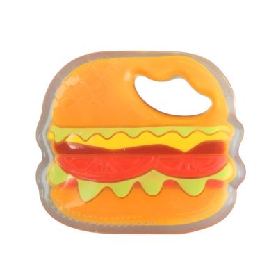 China JOURJOY Hot Dog Shape 2 Colors Silicone Handheld Teether Hamburger Ice Cream Cone With Size Is 8*7.3cm And Weight 36Gram for sale