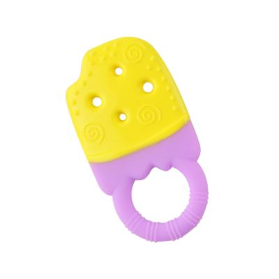 China Yellow OEM BPA Free Teething Toys Personalized Silicone Teether Ice Cream With Size 9.7*5.2*0.8 cm And Weight Is 25 Gram zu verkaufen