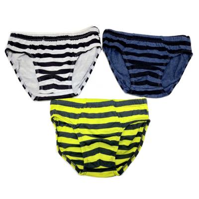 China Boy Breathable Underwear Pattern Breathable Stripes Briefs 3 Pack Comfortable Soft Cotton With BSCI Audit for sale