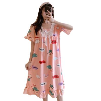 China QUICK DRY QUICK DRY Women Milk Home Wear Silk Pajamas Women Print Short Sleeve Sleepwear Set for sale