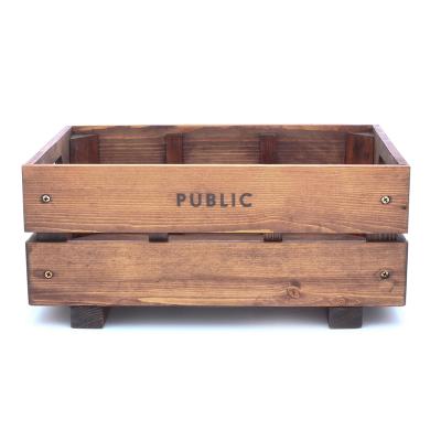 Cina Viable Hot Sales Custom Logo Wooden Crate Storage Box With Handle Vintage Rustic Wooden Crates in vendita