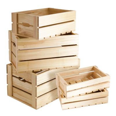 Китай Storage Use Wooden Crate Pine Wood Natural Sustainable Solid Crate In Natural Wood Color продается