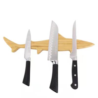 China Customized Disposable Wooden Shape Wall Knife Holder Magnetic Bamboo Knife Rack For Kitchen for sale