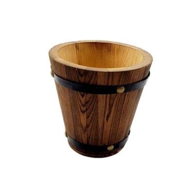 Китай Wholesale Customized Viable Small Wooden Logo Flower Pot Ice Bucket Wine Barrel Planter For Bar Promotion продается