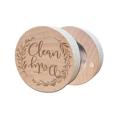 China Mini Small Wooden Round Bottle Opener Laser Engraved Logo Fridge Magnet Party Gifts for sale