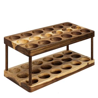 China Double Layers Wholesale Acacia Wooden Egg Tray Kitchen Egg Stocked Racks for sale