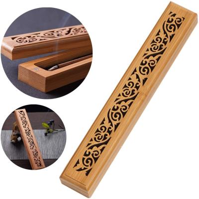 China Chinese incense censer natural bamboo wood box round cone square box wooden bamboo censer for sale