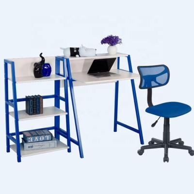 China School Sets Metal Frame And Wooden School Home Student Study Desk And Chair With Shelf for sale