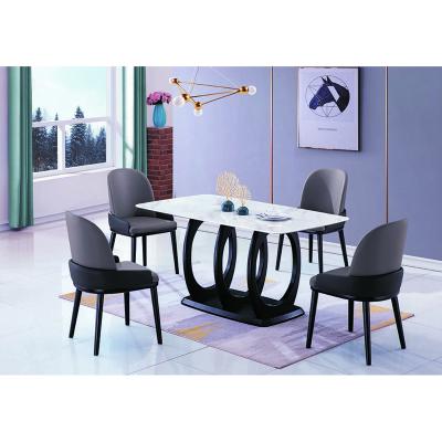 China Simulation classy luxury unique stone style modern design kitchen desk rectangular dining table for sale