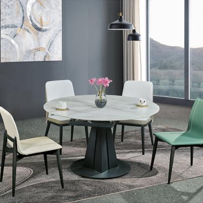 China Classy Italian Design Dining Table Modern Luxury Round Nature Marble Dining Table Set for sale