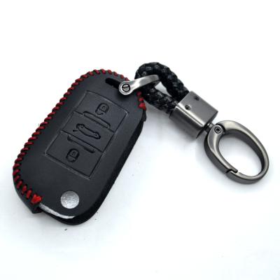 China ENGLAND STYLE Leather Car Key Cover Case Car Key Bag Fit For Citroen Key For 3Buttons for sale