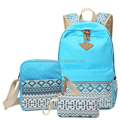 China New style comfortable hot selling shoulder bag canvas backpack 3 pcs set. for sale