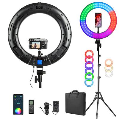 China Weeylite Aluminum we-10 18inch Led Ring Light with Phone Holder RGB Circle Light with Stand for Makeup /Selfie/YouTube Video/TikTok for sale