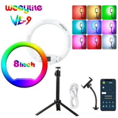 China Hot Selling Weeylite WE-9 USB Selfie Portable Desktop Charging Led Ring Light With Phone Holder WE-9 for sale