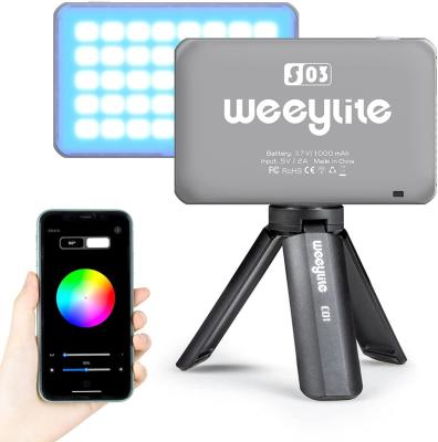 China Mini Weeylite S03 RGB Pocket Fill Light with Mini Desk Tripod, LED On-Camera Visual Light for Computer Lighting/Video Conferencing for sale