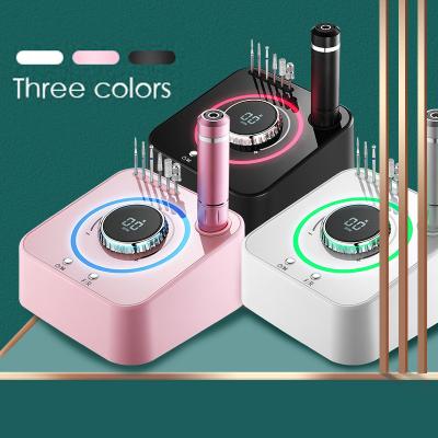 China Extraordinary Popular Colored Quiet Nail Drill Machine 40000RPM Colorful Lights 5-Speed ​​Stainless Steel LCD Screen Nail Polisher Grinding for sale