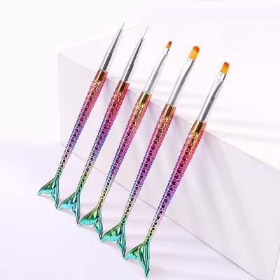 China Easy Apply Hot Popular Mermaid Nail Art Nail Liner & Paint DIY Colorful Nail Gel Brush Set 5pcs Per Kit OEM ODM Private Label for sale