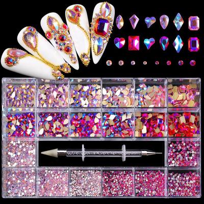 China Decorate Nail Wholesale Popular Nail Metal Charms Rainbow Nail Crystal Art Decoration For Nail Rhinestone Jewelry Accessories 2000pcs Per Box for sale