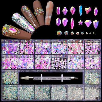 China Decorate Nail Wholesale Popular Nail Metal Charms Rainbow Nail Crystal Art Decoration For Nail Rhinestone Jewelry Accessories 2000pcs Per Box for sale