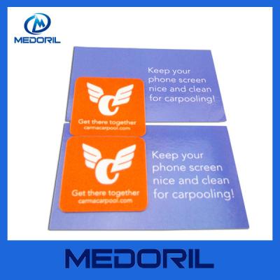 China Wholesale high quality microfiber sticker mobile phone screen cleaner with business card for sale