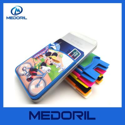 China Custom logo silicone sticky mobile phone card wallet with screen cleaner for sale