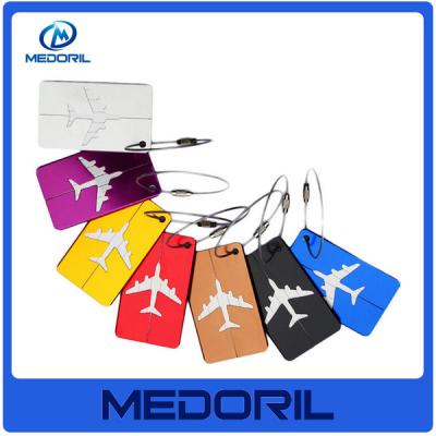 China Custom logo top quality metal aluminum luggage tag With Steel Strap for sale