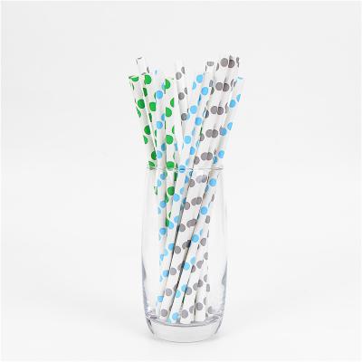 China Stocked Wholesale Products Dot Printed Paper Straw Party Diversity12mm Paper Straws Custom for sale