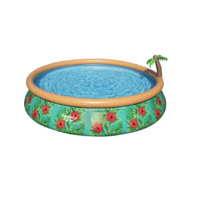 China children & 57416 Adults Quick Set 4.57m x 84cm PARADISE Inflatable Round PALM Pools Set Ring Above Ground Pool For Kids for sale