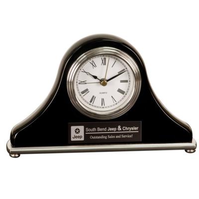 China LUMINOVA Smooth Black Piano Mantel Finish Clock with White Clock Face for sale