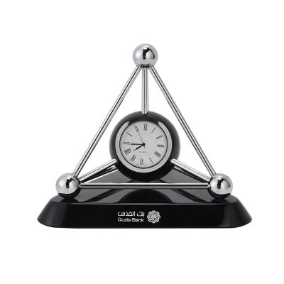 China LUMINOVA Triangle Black Wooden Desk Clock for sale