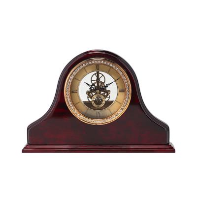 China High quality shiny wooden jeweled antique style desk clock for sale