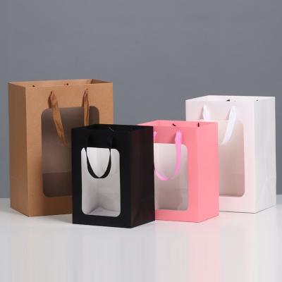 China Transparent Customizable Color Visibility Jewelry Packaging Paper Bag Package Gift Bag Paper Packaging Bag Food Bag Clothing Purse for sale