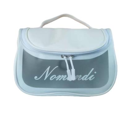 China High Quality Logo PU PVC Large Capacity Custom Leather Matte Waterproof Bag Transparent Cosmetics Makeup Wash Bag Storage Bag for sale