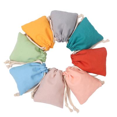 China Eco Friendly Colorful Mini Bag Recycle Canvas Cotton Drawstring Bags Organic Gift Printed Jewelry Pouch Canvas Bags for sale