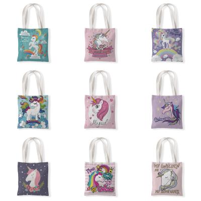 China Mini Cute 100% Magical Eco-friendly Cotton Bag Tote Bag Unicorn Shopping Bag for sale