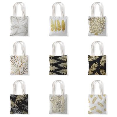 China Mini Lovely 100% Gold Eco-Friendly Cotton Bag Tote Bag Small Foil Shopping Bag for sale