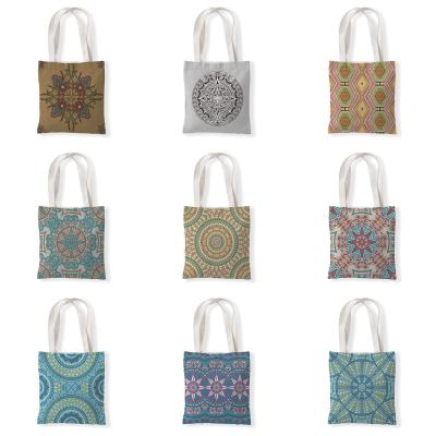 China Mini Cute Eco Friendly Eco Friendly Cotton Bag Tote Bag Small Shopping Bag With Mandala Pattern for sale