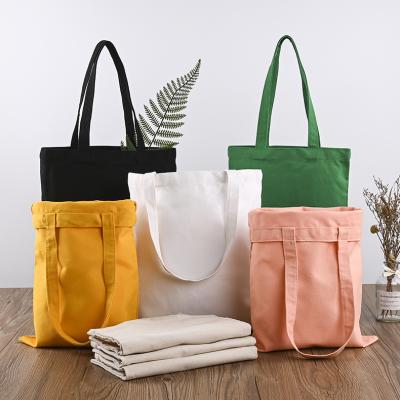 China Eco Friendly Canvas Canvas Recycle Bag Tote Bag Colorful Empty Zipper Shopping Bag Cotton Customized Packaging With Pocket Button for sale