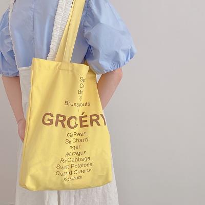 China Eco-friendly Colorful Canvas Recycle Bag Tote Bag Letter Study Cotton Soft Eco Friendly Customized Shopping Bag for sale