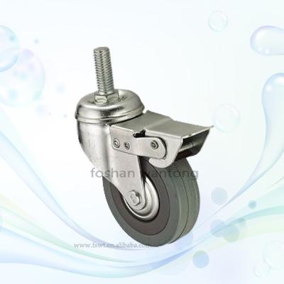 China Industry Industry 3 Inch Threaded Stem Rubber Caster With Brake For Furniture Hardware for sale