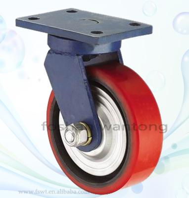 China Hercules Iron Caster Heavy Duty Low Density PU Caster Wheel 114*87mm for sale