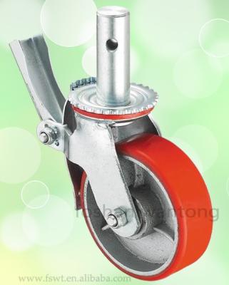 China Industry Cast Swivel With Brake PU Industrial Scaffolding Caster for sale