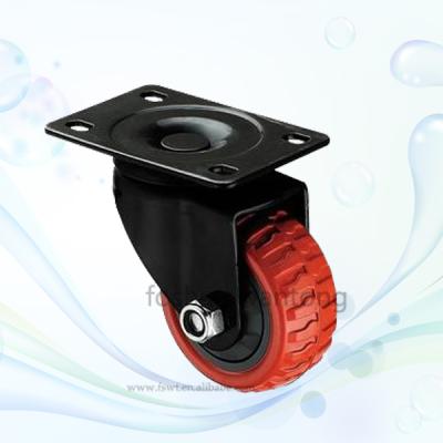 China Furniture 5 Inch Top Plate Retractable Adjustable Red PU Wheel Caster With Brake for sale