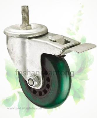 China Industry Green PVC Wheel Table Leg Lock Screw Furniture Caster Metal Plate Wheel for sale